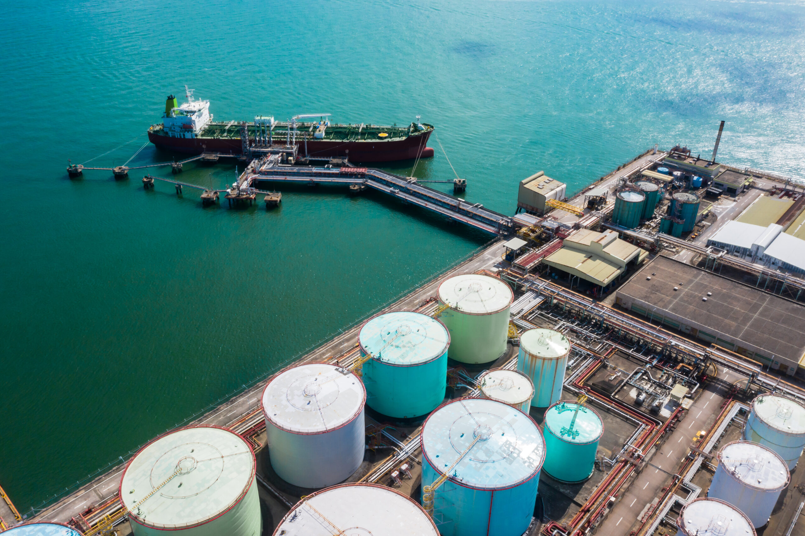 Aerial view of Oil tanker